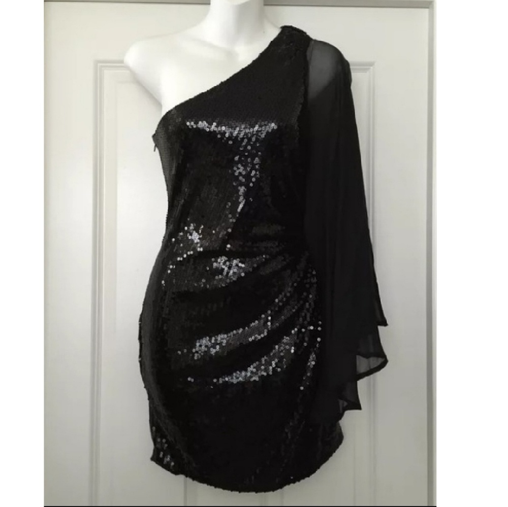 Bebe black Sequin. One sleeve dress